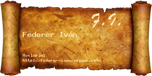 Federer Iván névjegykártya